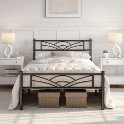 Yaheetech Bettrahmen Metallbett Modern Gästebett Bettgestell aus Metall | Jugendbett mit Lattenrost, für Schlafzimmer Gästezimmer 90 x 200 cm/Schwarz Schwarz 90 x 200 cm Angebot bei HelloDeals