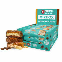 MaxiNutrition Softbar Caramel MixBox, 12x 45g, Proteinriegel, 30% Eiweiß, 14g Protein je Riegel, low Sugar (1,3 bis 1,4g), ohne Zuckerzusatz, ohne künstliche Aromen oder Palmöl Mix Box Angebot bei HelloDeals