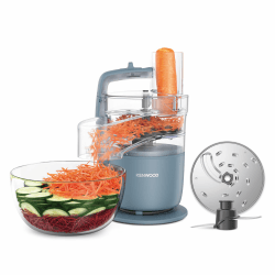Kenwood MultiPro Go FDP22.130GY, Kompakt-Küchenmaschine nur 30cm hoch, zum Schneiden, Reiben, Pürieren und Teig Kneten, Express-Serve, 1,3 l Arbeitsbehälter, 650 W, Blau Grau - 650 Watt Angebot bei HelloDeals