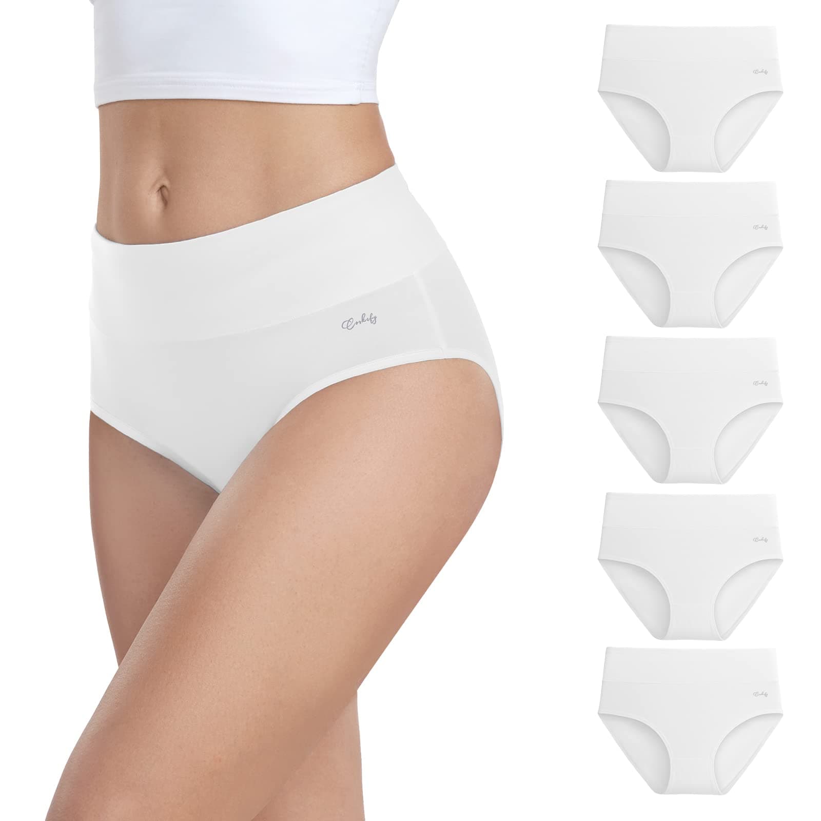 anqier Unterhosen Damen 5er Pack Stretch Baumwolle Hohe Taille Slips Damen Weiß M Angebot bei HelloDeals