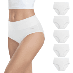 anqier Unterhosen Damen 5er Pack Stretch Baumwolle Hohe Taille Slips Damen Weiß M Angebot bei HelloDeals