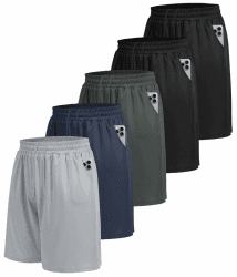 BOOJO 5er Pack Sporthose Herren kurz mit Taschen schnell trocknend | Jogginghose, Trainingshose, Gym-Hose, baggy, atmungsaktiv, elastischer Bund, leicht, schweißableitend, vielseitig L A-schwarz*2/Dunkelgrau/Dunkelblau/Hellgrau Angebot bei HelloDeals