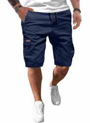 JMIERR Kurze Hosen Herren Baumwolle Cargo Shorts Herren Sommer Freizeithose mit Taschen XXL B Blau Angebot bei HelloDeals