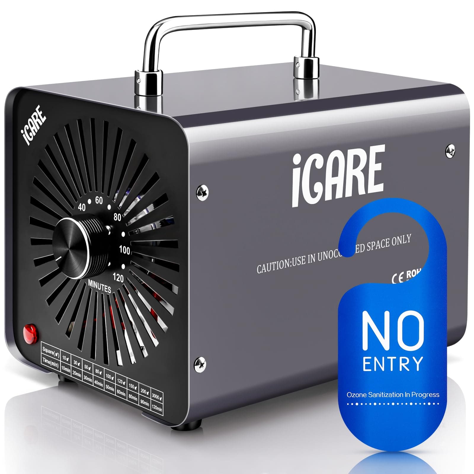 ICARE Ozongenerator 30000mg/h Industrieller Ozongerät O3 Ozon Luftreiniger | Ozonisator mit 120 Min Timer, 300㎡ Abdeckung, Geruchskiller Geruchsneutralisierer für Auto, Rauch, Küche, Haustiere Gerüche Grau Angebot bei HelloDeals
