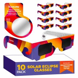 Sonnenfinsternis-Brille genehmigt 2026, (10er/5/2-Pack) Sonnenfinsternis-Beobachtungsbrille, sichere Schattierungen für direkte Sonneneinstrahlung (10, farbenfrohes Design) Farbenfrohes Design) 10 Angebot bei HelloDeals