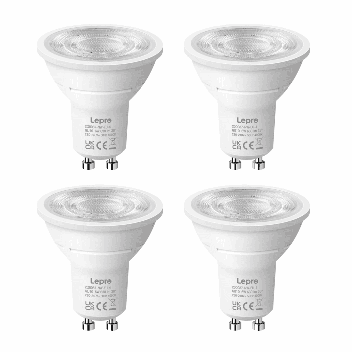 Lepro GU10 LED Neutralweiß Lampen, 6W 630 Lumen, Nicht dimmbar | 4000K Tageslichtweiß, 38° Abstrahlwinkel, Energiesparendes GU 10 LED Leuchtmittel für Büro, Küche, Flur, 4 Stück 4 Neutralweiß 4000k Angebot bei HelloDeals