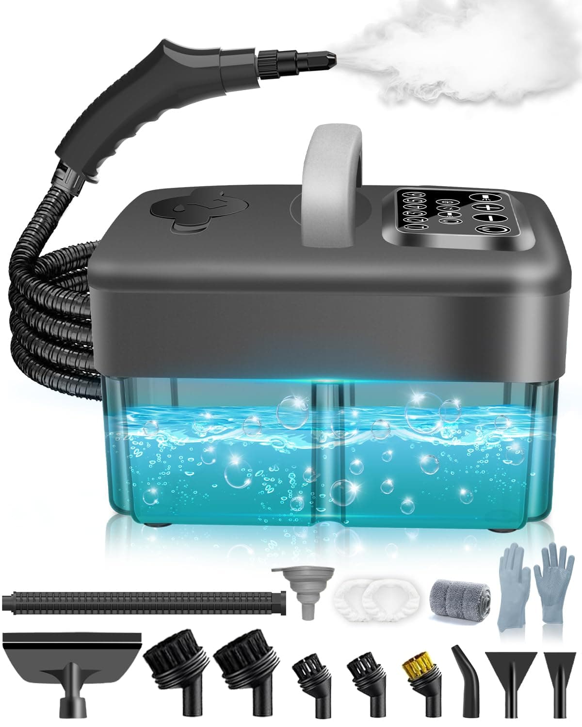 18-IN-1 Dampfreiniger Handgerät für Alles | 【2500W, 6-Stufig Einstellbar, 1,6L Wassertank】【120 °C Dampf,15s Aufheizzeit】 Dampfreinigung für Boden, Polstermöbel,Auto Angebot bei HelloDeals