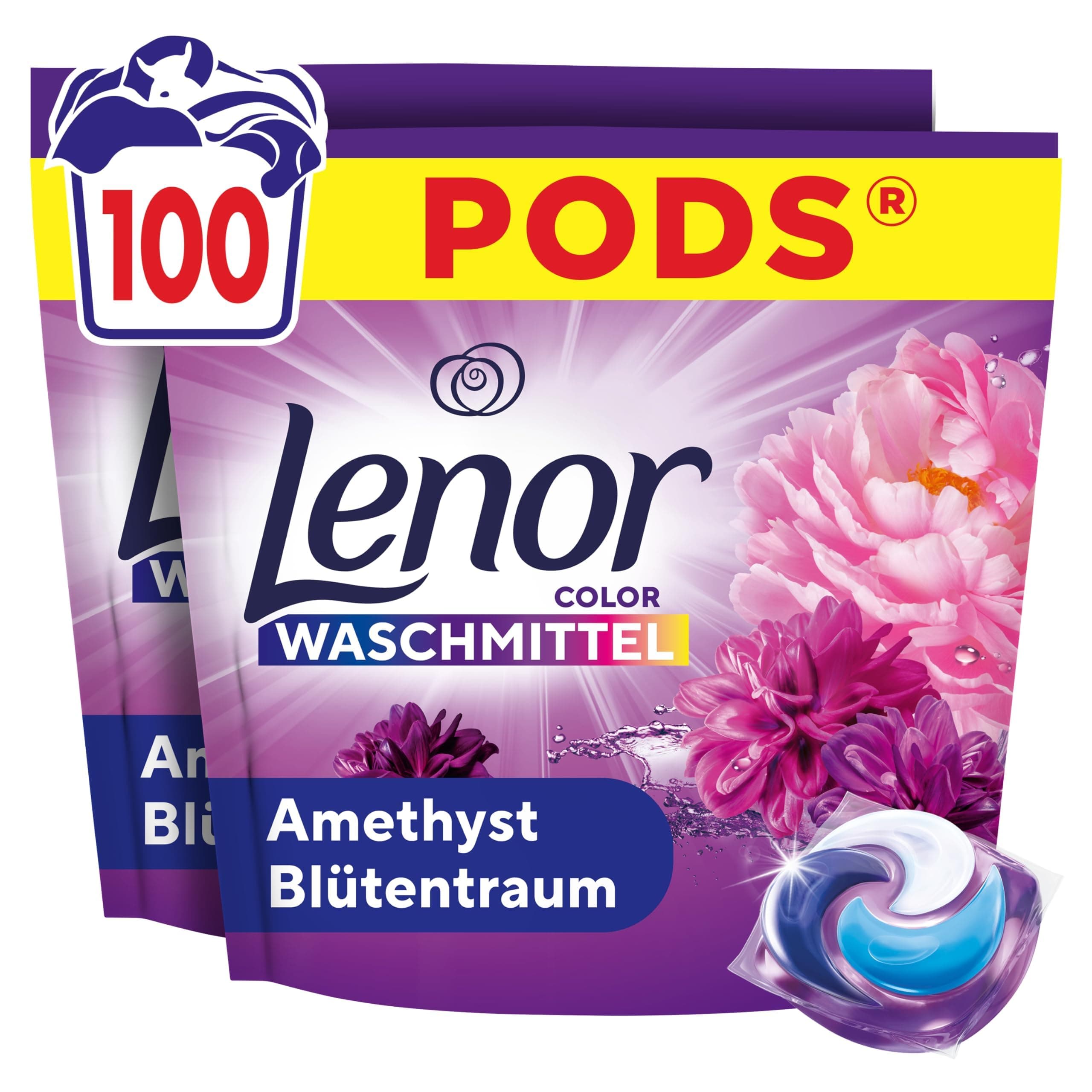 Lenor Pods Amethyst Blütentraum Waschmittel, 100 Wäschen | Für lang anhaltende Frische und extra Geruchsabwehr, wirksam auch bei Kaltwäsche. Blütentraum 100 stück (1er Pack) Angebot bei HelloDeals