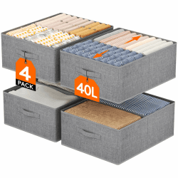 Lifewit Groß Aufbewahrungsboxen, Faltbarer Schrank Aufbewahrungskorb mit EntfernbareTrennwand, Stoff Kleiderschrank Organizer -Aufbewahrung Boxen für Kleidung, Hosen, Socken, 4er Set, 50 x 40 x 20 cm 4 50 x 40 x 20 CM Angebot bei HelloDeals
