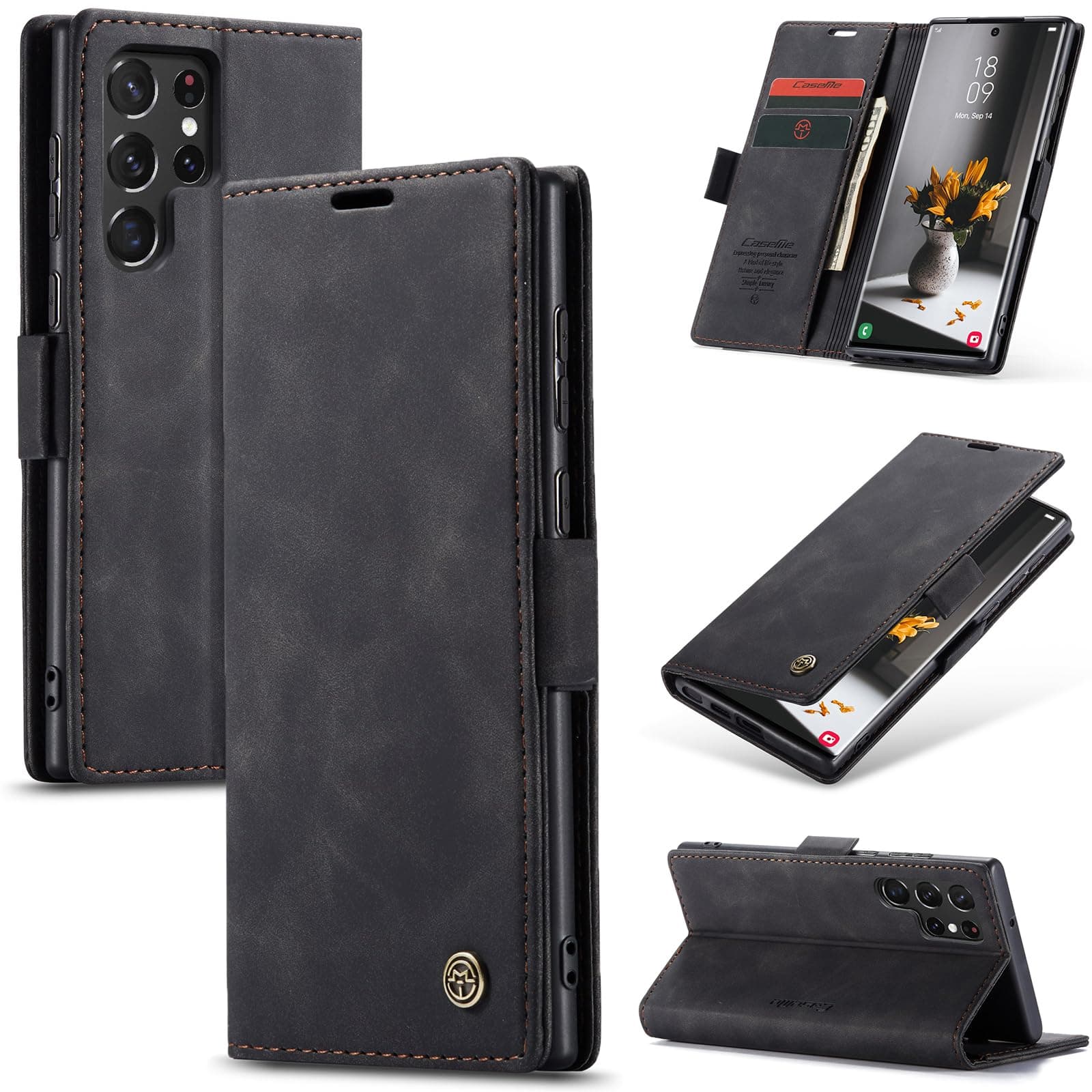 Handyhülle für Samsung Galaxy S22 Ultra 5G Hülle Premium Lederhülle Flip Case Magnet Tascher Kartenfach Standfunktion Klapphülle Schutzhülle für Samsung Galaxy S22 Ultra, Schwarz Samsung Galaxy S22 Ultra 5G Schwarz Angebot bei HelloDeals