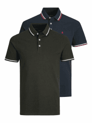 JACK & JONES Herren Jjepaulos Polo Ss 2pk Mp T-Shirt M Navy Blazer Angebot bei HelloDeals