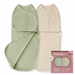 Momcozy Pucksack Baby 0-3 Monate, leiser Verschluss,Swaddle für frischgebackene Eltern, reduziert den Schreckreflex, unverzichtbar für Neugeborene 0-3 Monate, 2er-Pack, Khaki und Dunkel Grün Angebot bei HelloDeals