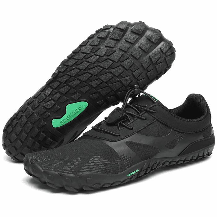 SAGUARO Unisex Barfußschuhe mit Breiter Zehenbox und Zero-Drop Solhe - Weich rutschfest Atmungsaktiv 44 EU Onyx Schwarz Angebot bei HelloDeals