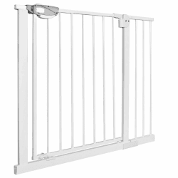 UISEBRT Treppenschutzgitter Türschutzgitter Ohne Bohren Treppengitter Türgitter Baby für Breiten 95-105 cm, Selbstschließend, Einhändiges Öffnen Metall Gitter, Weiß Angebot bei HelloDeals