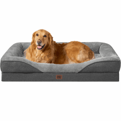 EHEYCIGA Orthopädisches Hundebett mit 4 Rändern, 106.5x76cm, Grau | Memory Foam, Waschbarer Bezug, Wasserdichte Beschichtung, Rutschfester Boden, Reversibles Design, Dauerhafter Reißverschluss L 106 x B 76 x H 19 cm Grau Angebot bei HelloDeals