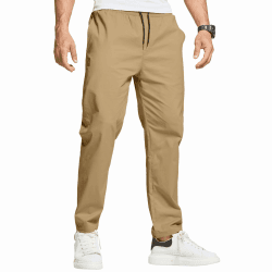 ZOXOZ Herren Cargo Chino Hose Freizeithose Herren Jogginghose Herren Baumwolle Elastische Taille mit Taschen L Khaki Angebot bei HelloDeals