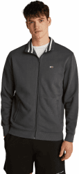Tommy Jeans Herren Sweatshirt mit Reißverschluss Fleece Zip Thru Regular Fit XS Grey (Washed Black) Angebot bei HelloDeals