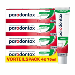 Parodontax Original Zahnpasta, 4x75ml Zahncreme, hilft Zahnfleischbluten zu reduzieren und vorzubeugen Angebot bei HelloDeals