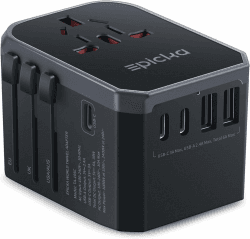 EPICKA Universal Reisestecker Adapter 30W mit 3 USB-C und 2 USB-A | Reiseadapter Weltweit,Internationaler Steckdosenadapter, Travel Adapter für Deutschland USA UK JP TH AU,TA-105C,Schwarz 5 USB(3 USB C)-30W Schwarz Angebot bei HelloDeals