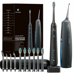 2-in-1 Mundhygiene-Set – Testsieger 2026* – Munddusche & Elektrische Zahnbürste – TÜV-geprüft – Für gesundes Zahnfleisch & gründliche Reinigung – 2000 mAh Akku, IPX7 wasserdicht – inkl. Reiseetui Schwarz Angebot bei HelloDeals