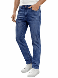 Runcati Herren Jeans Stretch Regular Fit Denim Hose Männer Baumwolle Straight Jeans Hosen Bequem Business Freizeithosen Dunkelblau 34W / 32L Angebot bei HelloDeals