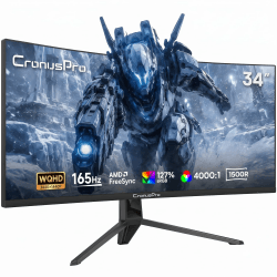 34 Zoll Ultrawide Curved Gaming Monitor, 165Hz, 1ms MPRT, UWQHD | 3440 x 1440, 1500R, 21:9 VA panel, 4000:1, 127% sRGB, FreeSync, HDMI 2.0, DP 1.4, HDR, VESA 100x100mm, PC Bildschirm Schwarz Angebot bei HelloDeals