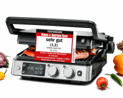 ROMMELSBACHER Kontaktgrill KG 2025, Kontakt- und Flächengrill, getrennt regelbare Grillflächen, keramische Antihaftbeschichtung (PFAS-frei), Temperaturregelung in 15 Stufen, Fettablauf, Wechselplatten Angebot bei HelloDeals