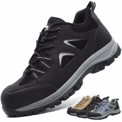Arbeitsschuhe Herren Sicherheitsschuhe Damen Leicht Stahlkappenschuhe | Atmungsaktiv Rutschfeste Schutzschuhe, mit Stahlkappe, Bequem Dämpfung, Sportlich, Anti-Smashing Anti-Piercing 41 EU Schwarz Angebot bei HelloDeals