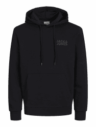 JACK & JONES Hoodie Herren Regular Fit JJEADRIAN Plus Size Kapuzenpullover Pullover Sweater Print Schwarz Grau Grün Braun Beige Blau S M L XL XXL 3XL 4XL 5XL 6XL 7XL 8XL S Black/Detail:small Print/ Black Angebot bei HelloDeals