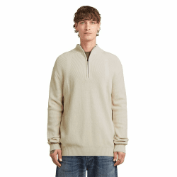 G-Star Herren Structure Half Zip Knit Sweater S Weiß (Whitebait D26726-c868-1603) Angebot bei HelloDeals