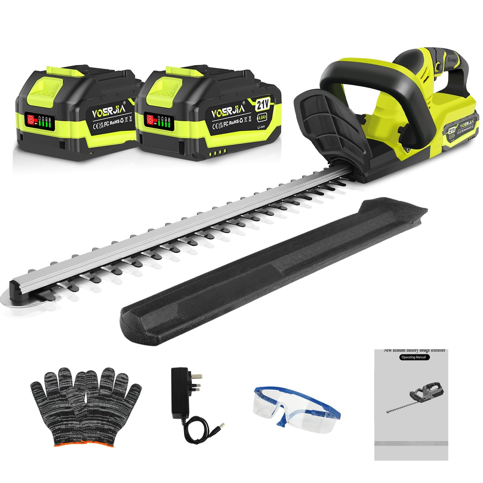 VOERJIA Akku Heckenschere 21V mit 2 Akkus, 50cm Messer, 15mm Schnittkapazität, Leistungsstarker bürstenloser Motor für Hecken am Zaun, Vorgarten & präzisen Formschnitt (Profi-Set) Angebot bei HelloDeals