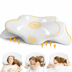 Nackenkissen Kopfkissen - Ergonomisches Kissen für Schulter-und Nackenkomfort, Memory Foam Kissen für Bauch, Rücken, und Seitenschläfer, Kopfkissen mit Nackenstütze (Weiß) Weiß Kissen (1 Stück) Angebot bei HelloDeals