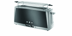 Russell Hobbs Toaster [Langschlitz für 2 Scheiben / 1 breite Brotscheibe] Luna Edelstahl Grau (extra breiter Toastschlitz, inkl. Brötchenaufsatz, 6 Bräunungsstufen + Auftau-& Aufwärmfunktion) 23251-56 Angebot bei HelloDeals