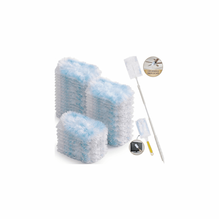 LOVECO 52 Staubmagnet Nachfüller mit Teleskopstange für Swiffer -Blau | Passend für Swiffer Duster, 50 Einweg Magnet Staubwedel, 1 Teleskopstange, 1 Kurzgriff, Tierhaarentfernung 52er- Blau Angebot bei HelloDeals