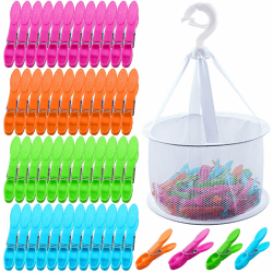 60 Stück Wäscheklammern mit Wäscheklammern Korb, Bunte Wäscheklammer ohne Abdruck mit Plastik klammerbeutel für wäscheklammer sockenklammern für Wäscheleinen Kleidung Socken Angebot bei HelloDeals