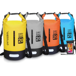 Dry Bag - 5L 10L 20L 30L Waterproof trockener Beutel/Sack wasserdichte Tasche mit Langem justierbarem Bügel für Kayaking Boots-Ausflug Kanu/Fischen/Rafting/Schwimmen/Snowboarding 20L Gelb Angebot bei HelloDeals