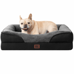 EHEYCIGA Orthopädisches Hundebett mit 4 Rändern, 76x51cm, Grau/Schwarz | Memory Foam, Waschbarer Bezug, Wasserdichte Beschichtung, Rutschfester Boden, Reversibles Design, Dauerhafter Reißverschluss L 76 x B 51 x H 17 cm Grau/Schwarz Angebot bei HelloDeals