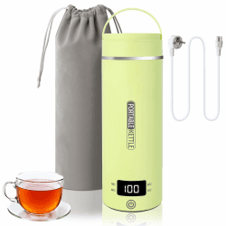 Reise Wasserkocher Klein Elektrische, 300W Tragbarer Wasserkocher Mini Wassertasse Edelstahl 316, Heizung Automatisch Abschalten,mit Umkehrbarem Deckel für Tee (Grün, 400ML) Angebot bei HelloDeals