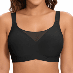 Jiuday BH Damen ohne Bügel Große Brüste Starker Halt Soft Jelly Bra Bügelloser Push Up Seitenträger BH Nahtloser Bequem T Shirt Gepolstert Mesh Bralette Schwarz XXL Angebot bei HelloDeals