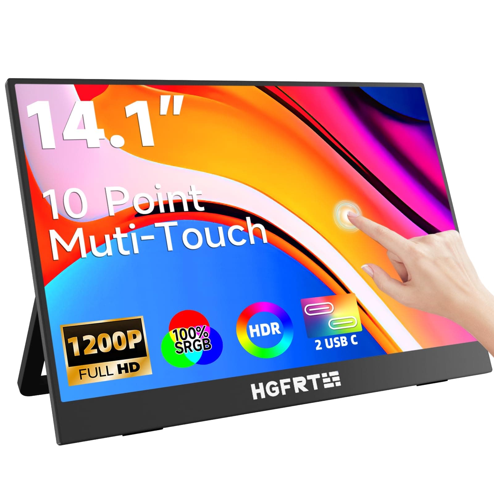 Portable Monitor Touchscreen 14 Zoll,1920x1200 WUXGA Tragbarer Monitor,16:10,10-Punkt-Touchscreen,IPS,178°Weitwinkel,sRGB 100%,60Hz,Lautsprecher,USB-C,Mini-HDMI,VESA,Klappständer,Windows/macO 14 inches Angebot bei HelloDeals