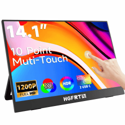 Portable Monitor Touchscreen 14 Zoll,1920x1200 WUXGA Tragbarer Monitor,16:10,10-Punkt-Touchscreen,IPS,178°Weitwinkel,sRGB 100%,60Hz,Lautsprecher,USB-C,Mini-HDMI,VESA,Klappständer,Windows/macO 14 inches Angebot bei HelloDeals