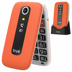 TRUE S70 Seniorenhandy Klapphandy ohne Vertrag 2G | 2,8-Zoll-Display, Sturzerkennung, SOS-Notruftaste, extra laut, große Tasten, Schrittzähler, Schnellwahl, Ladestation, Orange Angebot bei HelloDeals