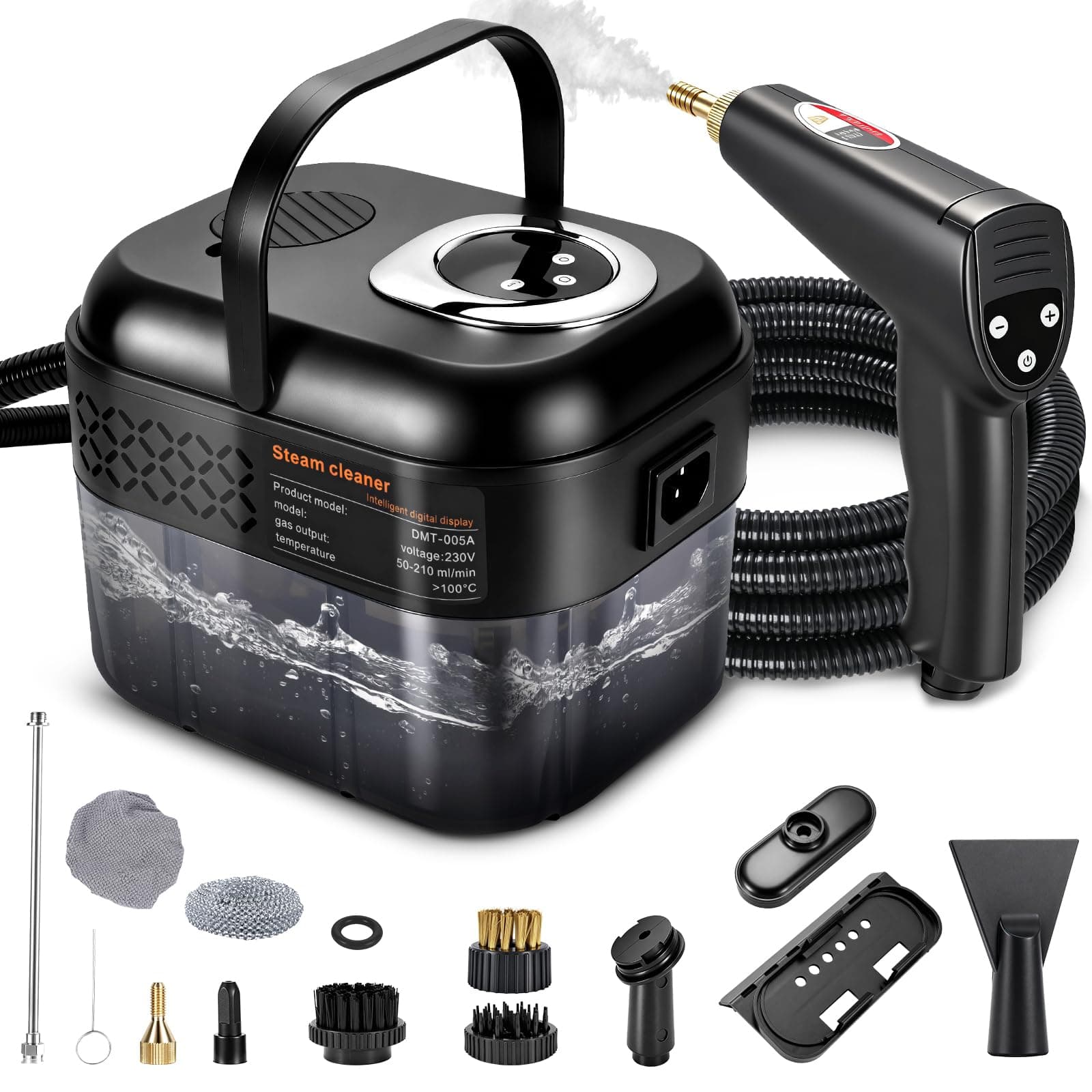 RUIZHI 6-Stufig Dampfreiniger Handgerät mit 12 Zubehör, Steam Cleaner Handheld 1700ML Tank, 1500W Mehrzweck, Dampfdruck 3.5Bar, Aufheizzeit 15s, Dampfreiniger für Alles Boden Auto Fenster Polstermöbel Angebot bei HelloDeals