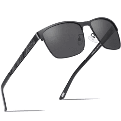 CARFIA Polarisierte Herren Sonnenbrille Metallrahmen UV 400 Fahrerbrille | Guter UV-Schutz, Sportbrille, Kategorie 3 Linse, Verstellbare Nasenpads, Nicht Drücken, Nickelfreie Metall, Stylisches Design Mehrfarbig, Grau Angebot bei HelloDeals