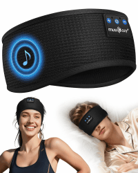 MUSICOZY Schlafkopfhörer Bluetooth Kühl Schlaf Kopfhörer Seitenschläfer | Kabellos Sport Kopfhörer Stirnband 16+STD für Yoga/Training/Reisen/Schlaflosigkeit,Tech Gadgets für Männer/Frauen M Dunkelschwarz Angebot bei HelloDeals