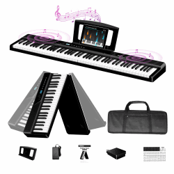 TERENCE V50 E-Piano 88 Tasten gewichtet. 30W Lautsprechern Schwarz | ouch-Panel, Videoaufnahme, Kopfhörer/Lautsprecher. Perfekt für Anfänger & Profis, Zuhause & Bühne Angebot bei HelloDeals