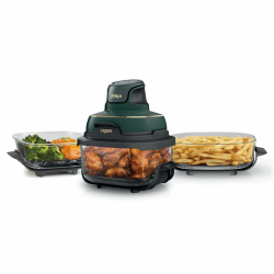 Ninja CRISPi Tragbarer Air-Fryer, 3,8 l & 1,4 l, 4-in-1: Heißluftfrittieren, Braten, Warmhalten, knusprig machen, kompaktes, 3 herausnehmbare Glasbehälter mit Deckeln, Grün FN103EUGN Angebot bei HelloDeals