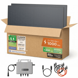 Solarway® 1000Wp / 800W Balkonkraftwerk komplett Steckdose - neuester EcoFlow Stream 800 Watt Wechselrichter - Solaranlage Komplettset - 500W bifaziale black Solarmodule & EcoFlow & Zubehör Ohne Speicher Balkon Halterung Angebot bei HelloDeals