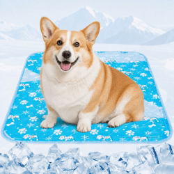Kühlmatte Hund 60x45cm – Selbstkühlende Hundematte für Kleine Hunde & Katzen – Kühldecke für Körbchen, Box & Auto – Faltbare, Waschbare kühlmatte gegen Sommerhitze Blau L 60 x B 45 x H 1 cm Angebot bei HelloDeals