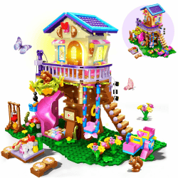 CUBIMANA Baumhaus-Bauspielzeug Set mit LED-Licht für Kinder ab 8 Jahren | 618PCS Waldhaus-Bauset mit Rutsche und tollem Zubehör, Geburtstagsgeschenk für Kinder Mädchen und Jungen Angebot bei HelloDeals